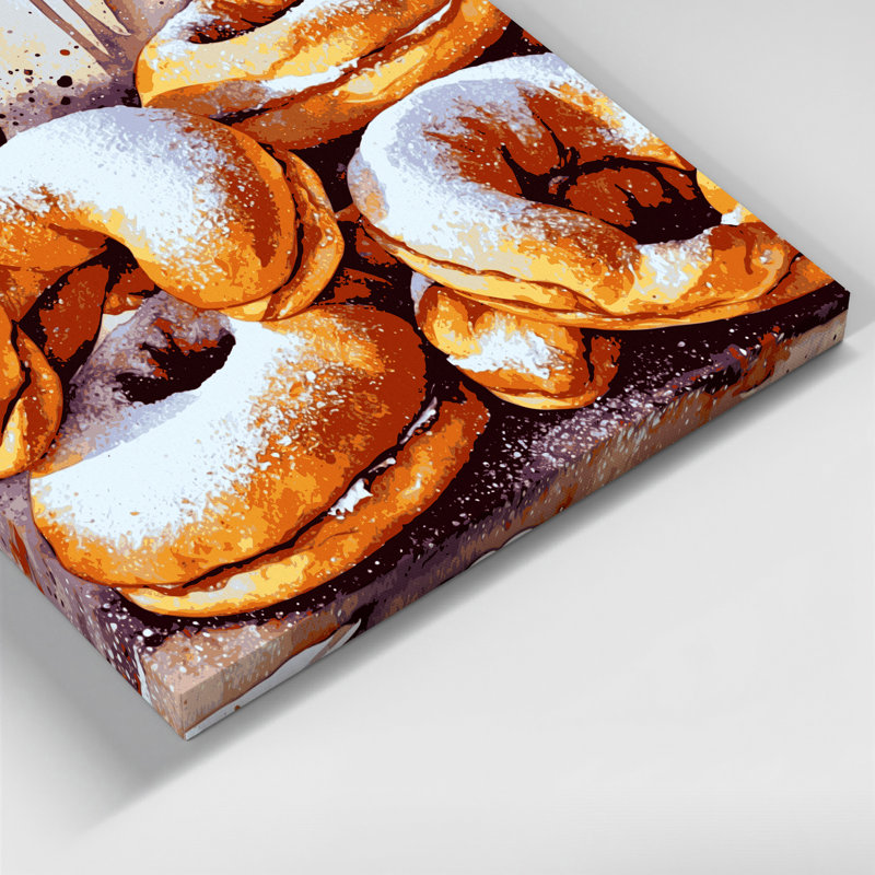 Art mural sur toile, "Desserts Beignets" gris, H 12 po x l 12 po