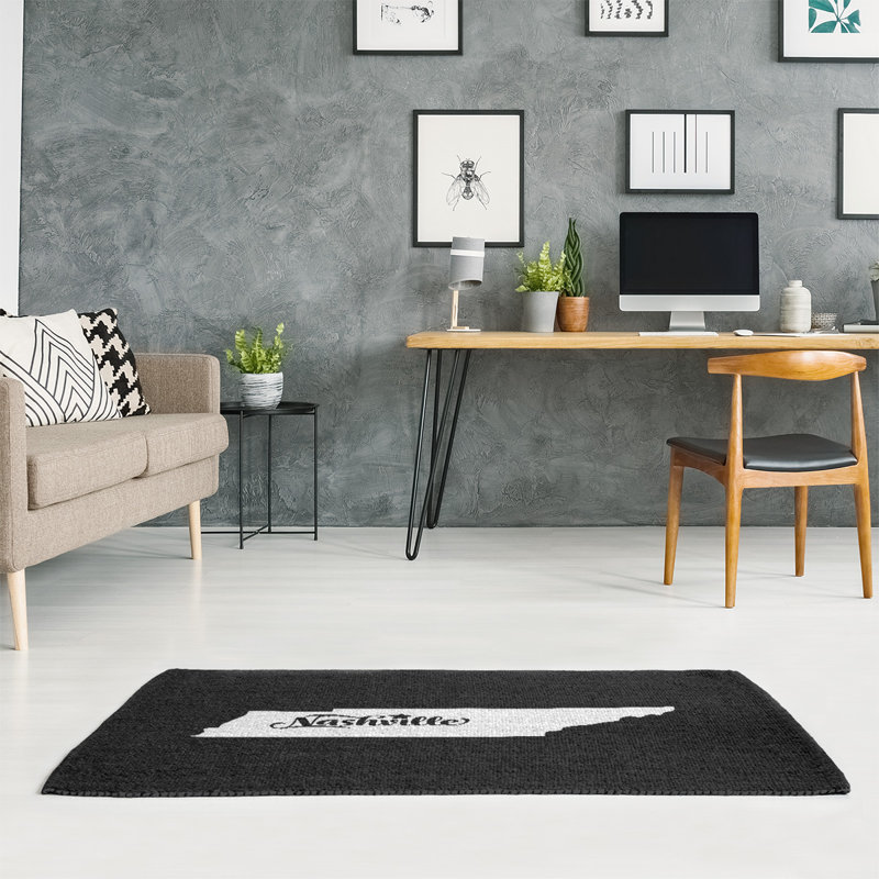 Tapis tennessee area black Nashville, Rectangle 5 pi x 7 pi