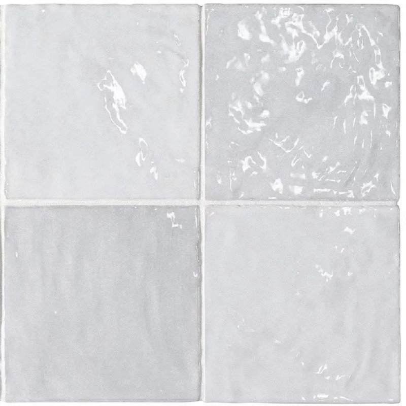 5.2" x 5.2" Straight Edge Ceramic Brick Look Tile, White