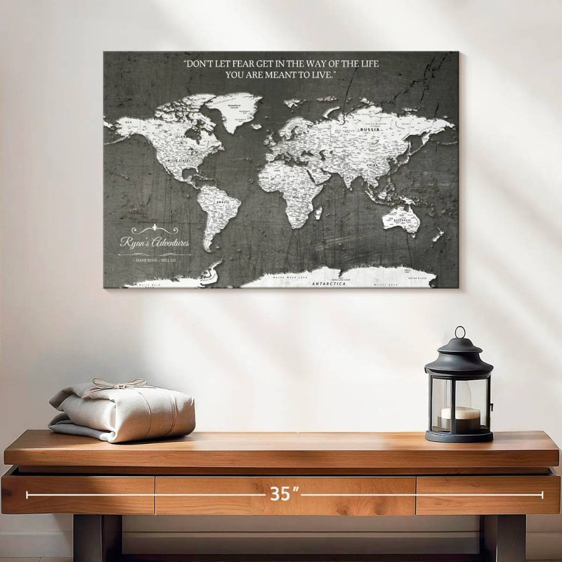 Carte du monde personnalisée «Life I Push Pin», H 8 po x l 12 po, Oui