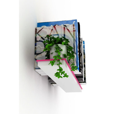Pink Air Wall Shelf Crafted Of Wood, 26.7 In Depth, 4.07 Width, 8.11 Height Pinkish Nickel