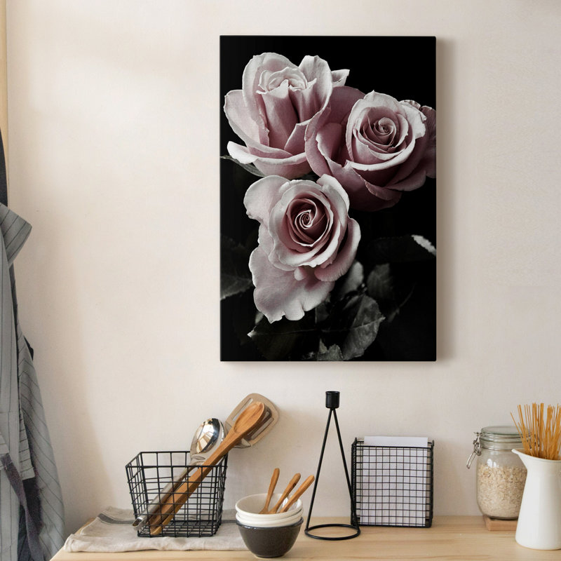 Rose noire I - photographie, H 18 po x l 12 po x P 1 po, Toile tendue