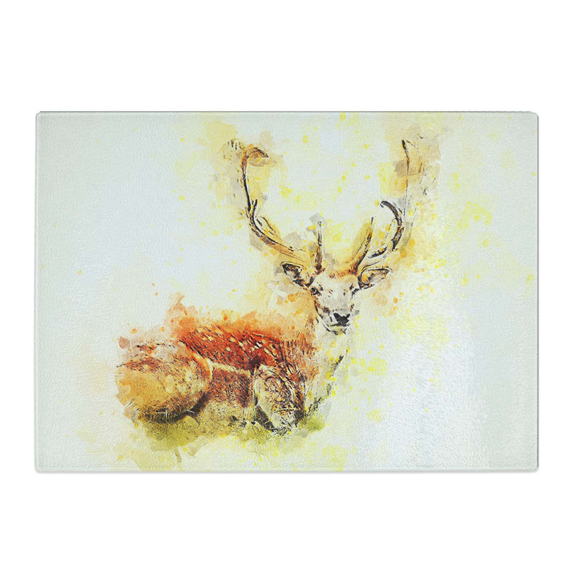 Tempered Glass Stag Deer Chopping Board, 39 cm W x 28.5 cm L