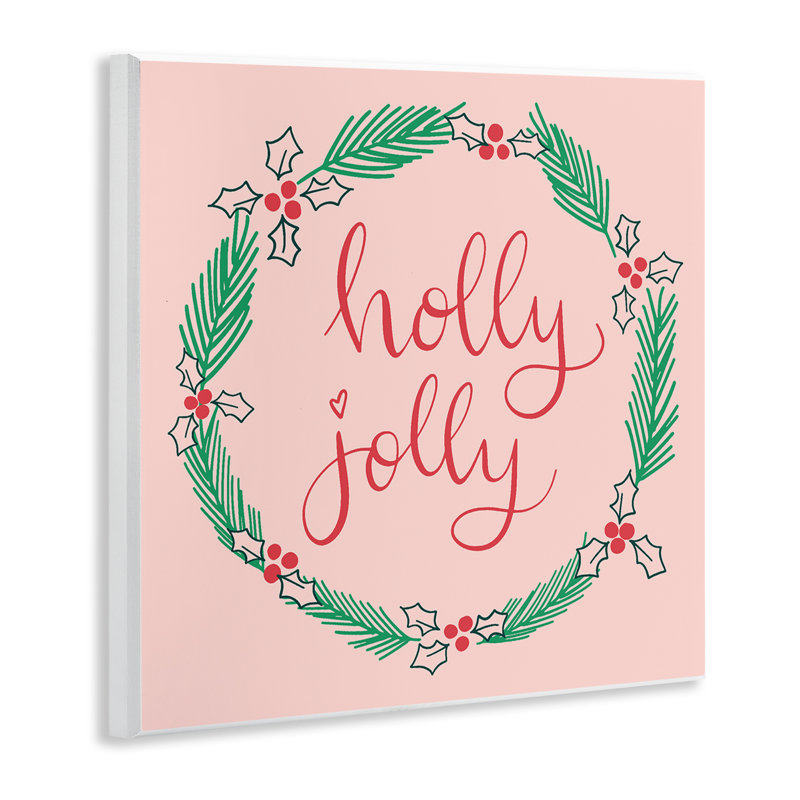 Plaque murale Minimal Holly Jolly Wreath, design par Sazerelli Designs