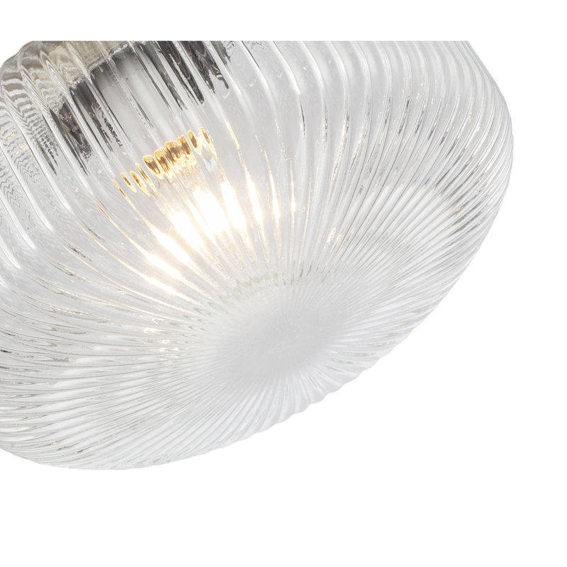 Glass Semi Flush Mount, Antique Brass