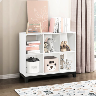 Bibliothèque blanche rustique à 6 tablettes - Convient à un espace chambre à coucher avec 6 tablettes convenant au salon