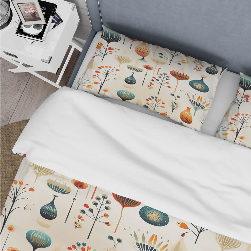 Ensemble de housse de couette Midcentury Mid-Century scandinave Delight I, Housse de couette simple + 1 taie décorative stan