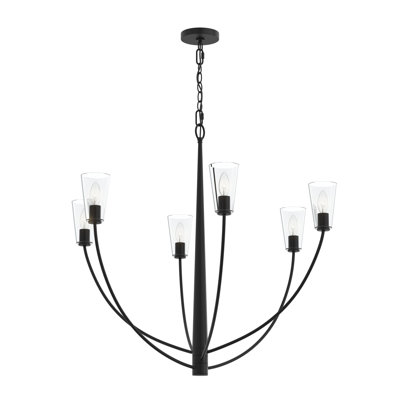 Mack Five-Light Linear Chandelier with Layered Glass Shades