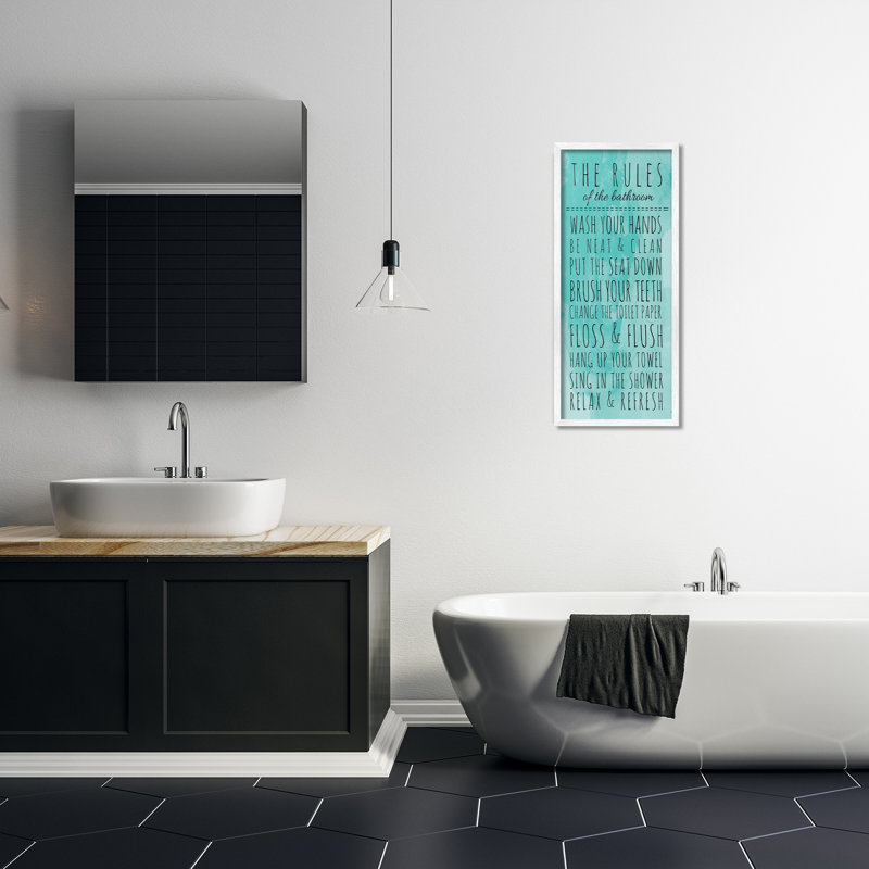 «Bathroom The Rules» par Anna Quach - reproduction d'art textuel sur toile, H 30 po x l 13 po