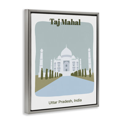 Taj Mahal Architecture Framed Floater Canvas Wall Art by Regina Moore
