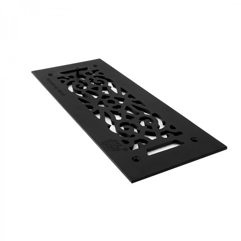 Grille d’air thermovictoriane en fonte d’aluminium 5,5 po x 14 po noir