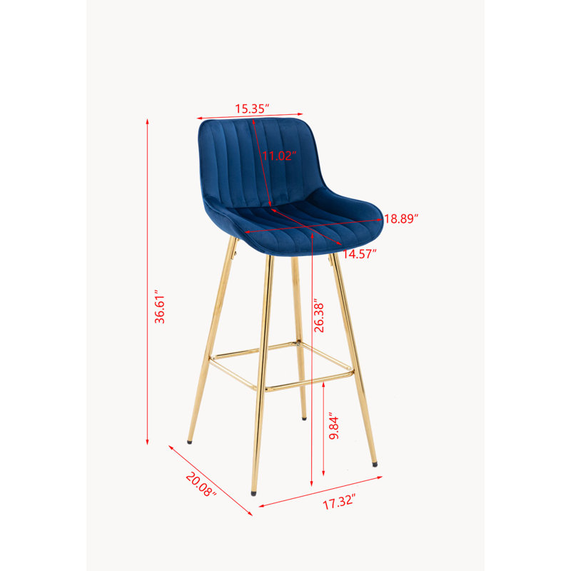 Ensemble de 2 tabourets de bar, Bleu, Tabouret de comptoir (siège d'une hauteur de 26,3