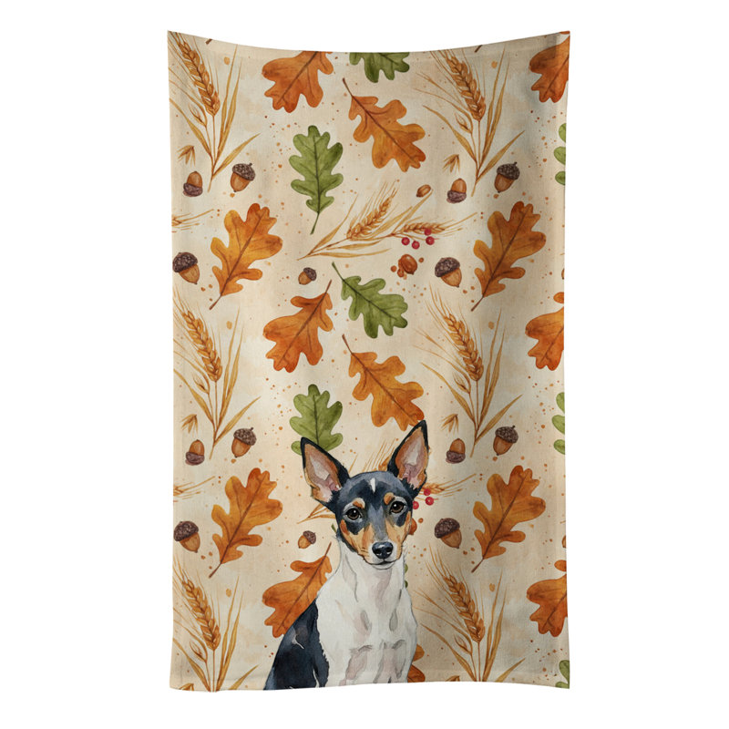 Toy Fox Terrier Heirloom Fall Kitchen Towel, Toy Fox Terrier