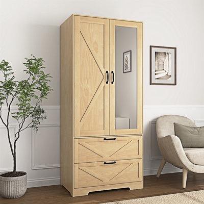 Armoire 2 portes en bois avec miroir