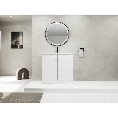 Commode de salle de bain en résine blanche 36 po Lydney