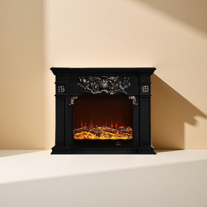 Foyer de flamme électronique de style américain, Noir, H 31,5 po x l 39,37 po x P 12,99 po