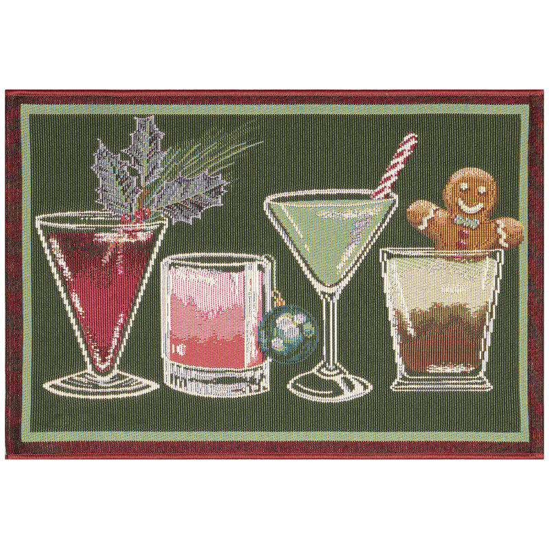 Gwenna Synthetic Non-Skid Kitchen Mat, Rectangle 2'5" x 3'11"