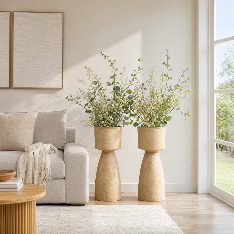 Boîte à fleurs extérieure résistante aux intempéries 30 po (ensemble de 2), Beige