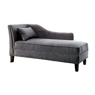 Fabric Chaise / Bench Nailhead Trims Pillow Plush Comfort 1Pc Chaise Living Room Furniture