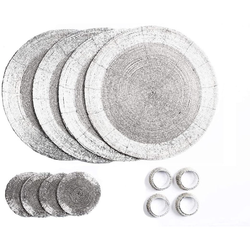 Dex Glass No Pattern Round Placemat, Silver