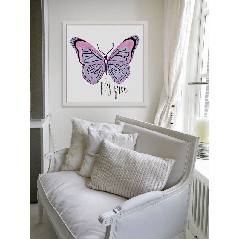 « lavande papillon text » par molly rosner, reproduction d’art encadrée, H 32 po x l 32 po