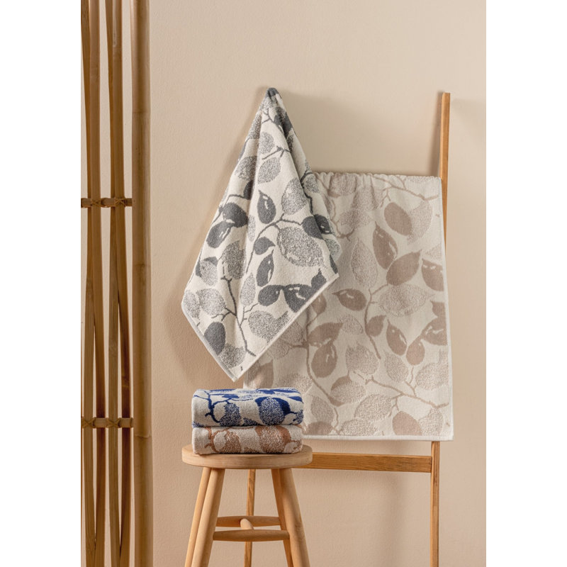 Ensemble de serviettes à main de qualité supérieure (4 pièces), 67% coton / 33% polyester, 19,7 x 35,4 pouces | 540 g / m², lavable en machine à 86 ° F | Élégantes couleurs brunes, grises et bleues | Doux, absorbant et durable pour un usage quotidien