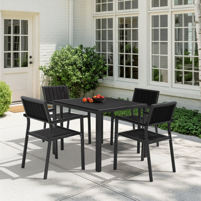 Chamblee Nika Outdoor PS Aluminum Alloy Square Table 5-Piece Dining Set, Suitable For Patio Gatherings