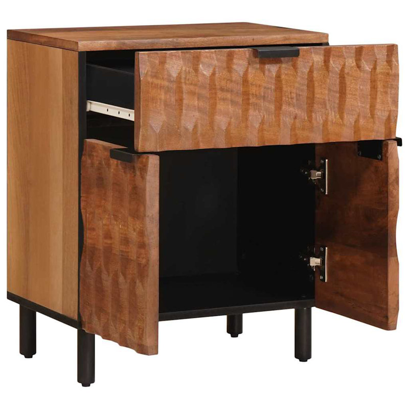 50cm W Solid Wood Bedside Table, Brown