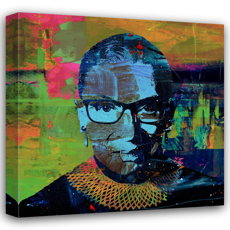 «Ruth Bader Ginsburg» par Stephen Chambers, peinture sur toile tendue, H 26 po x l 26 po x P 1,5 po