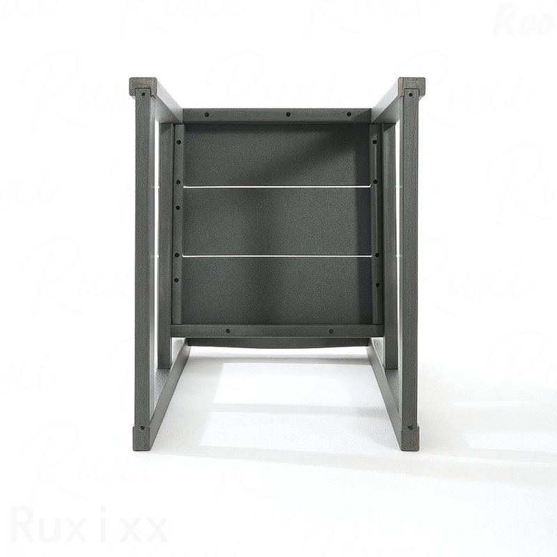 Ensemble de salle à manger d'extérieur 5 pièces gris Hdpe 5 pièces - Table de patio rectangulaire 69 po avec trou pour parasol et 4 chaises sans accoudoirs