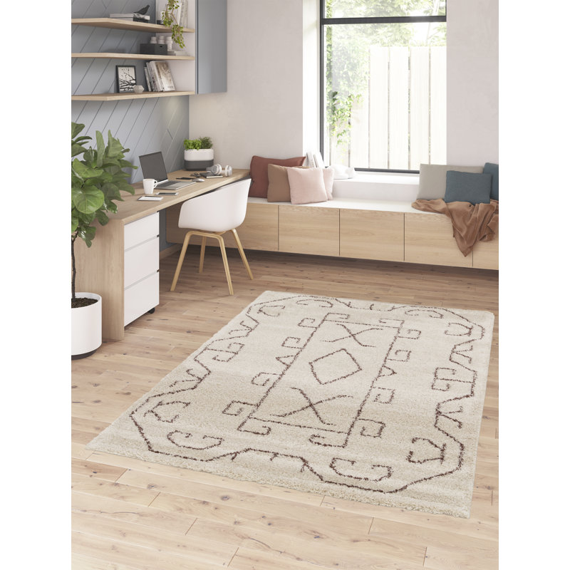 Barrowman Woven Beige/Red Rug, Rectangle 160 x 230cm