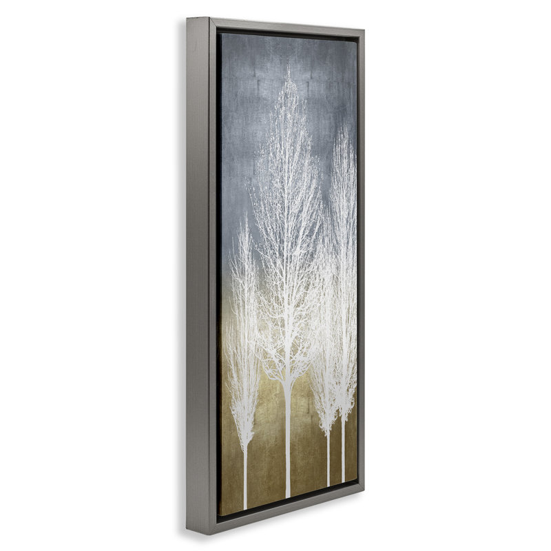 «Tall Tree Silhouettes Abstraction», art mural encadré par Kate Bennett, H 25 po x l 11 po, Gris