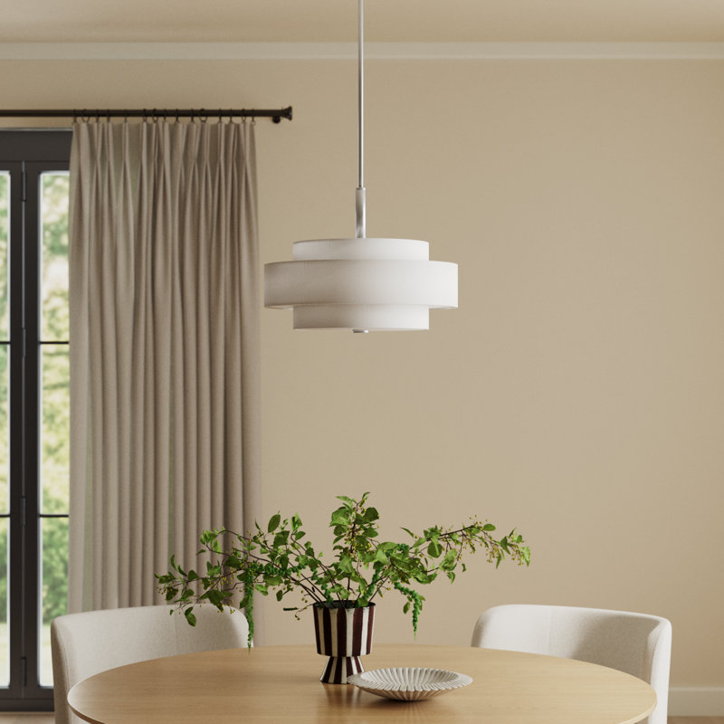 Flaire 4 - Light Dimmable Drum Chandelier, Off-White, Brushed Nickel