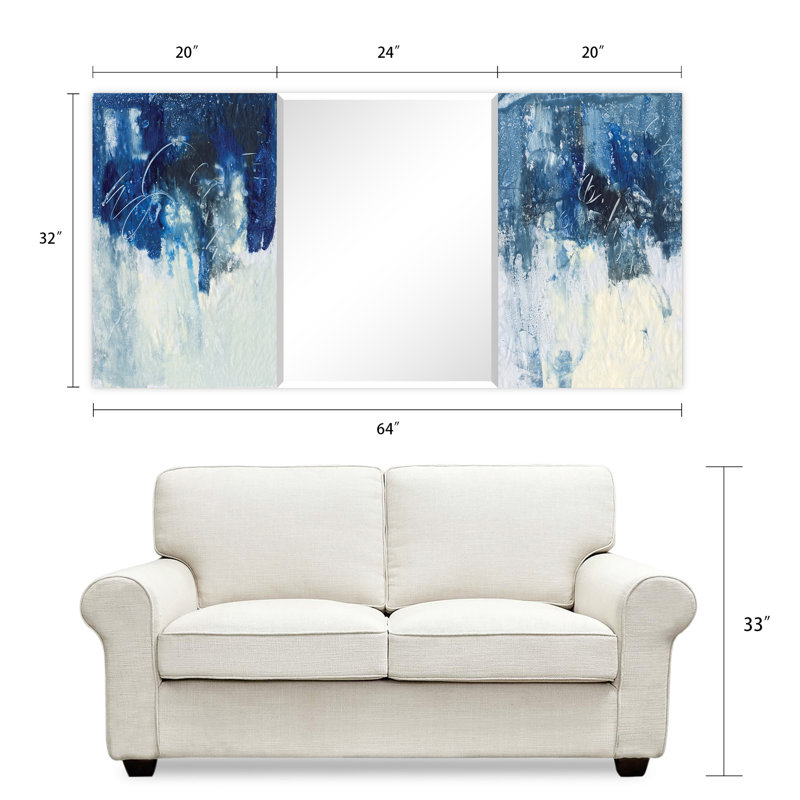 Vanburen Glass Flat Mirror, Blue/White