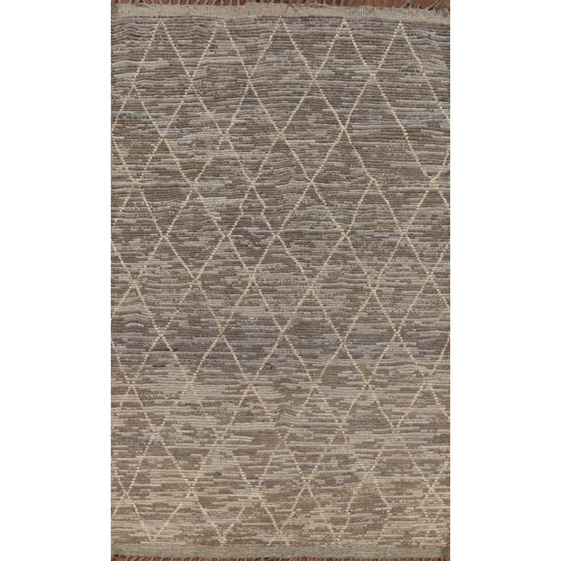 Tapis oriental marocain à motif de treillis All-Over 6 x 10