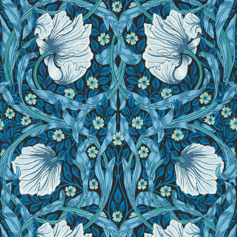 Bedford Park Pimpernel Wallpaper, Midnight/Opal