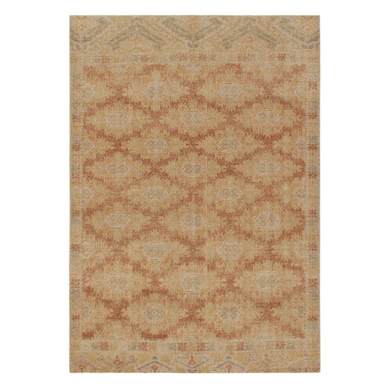 Distressed Homage Hand Knotted Wool Geometric Area Rug, Rectangle 10' x 14'
