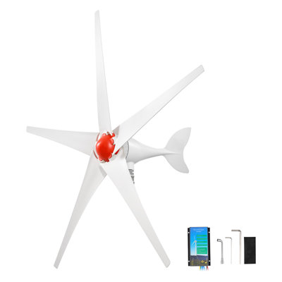 800W 12V Wind Turbine Generator, 5-Blade Wind Turbine Kit with Wind & Solar Hybrid Controller, Efficient 3-Phase AC Permanent Wind Power Generator for RV Boat Home Farm (Tower Pole Not Included)