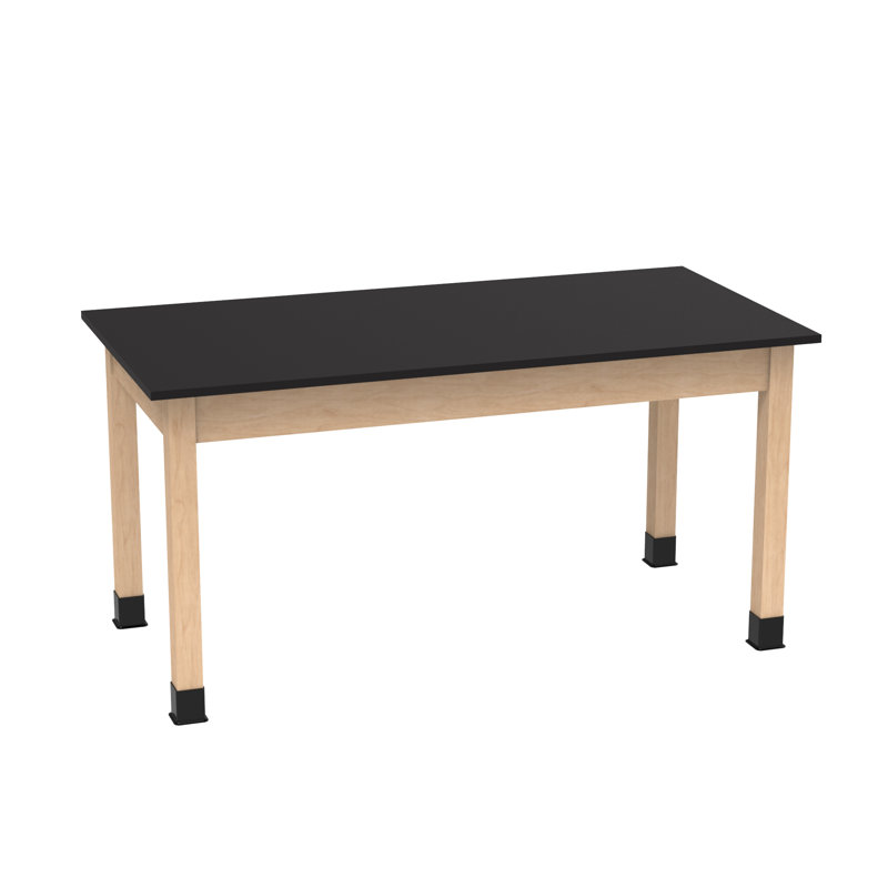 Série de tables à tablier PerpetuLab, Stratifié haute pression noir / érable, H 30 po x L 60 po x l 30 po
