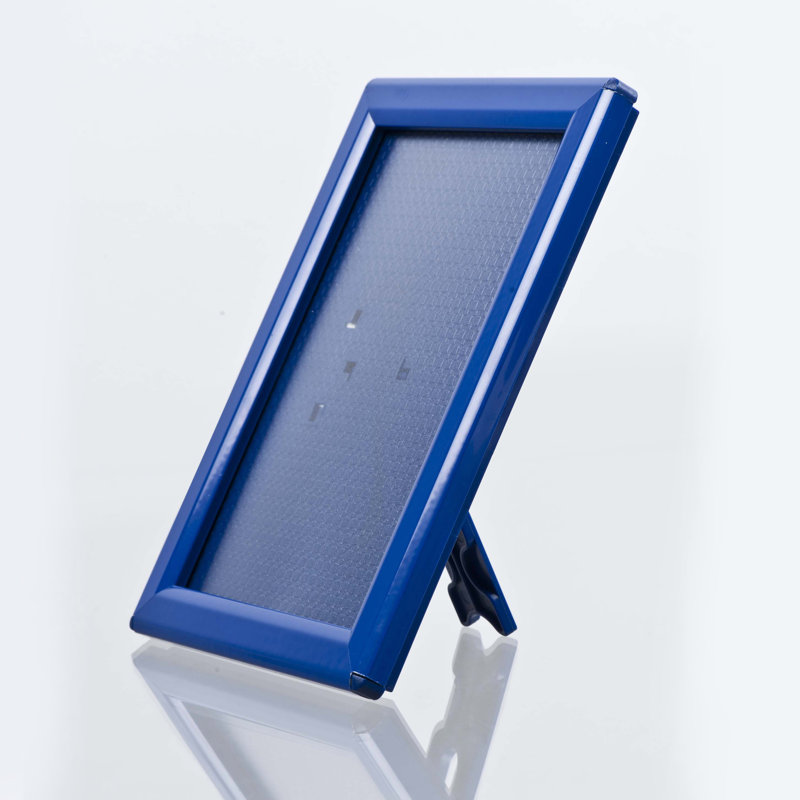 M&T Displays Opti Snap Blue 5x7 Aluminum Poster Frame with Back Support, Front Loading Wall Mount Sign Holder with Anti-Glare Cover – Mitered Corner Display Frame for Photos, Certificates & Documents