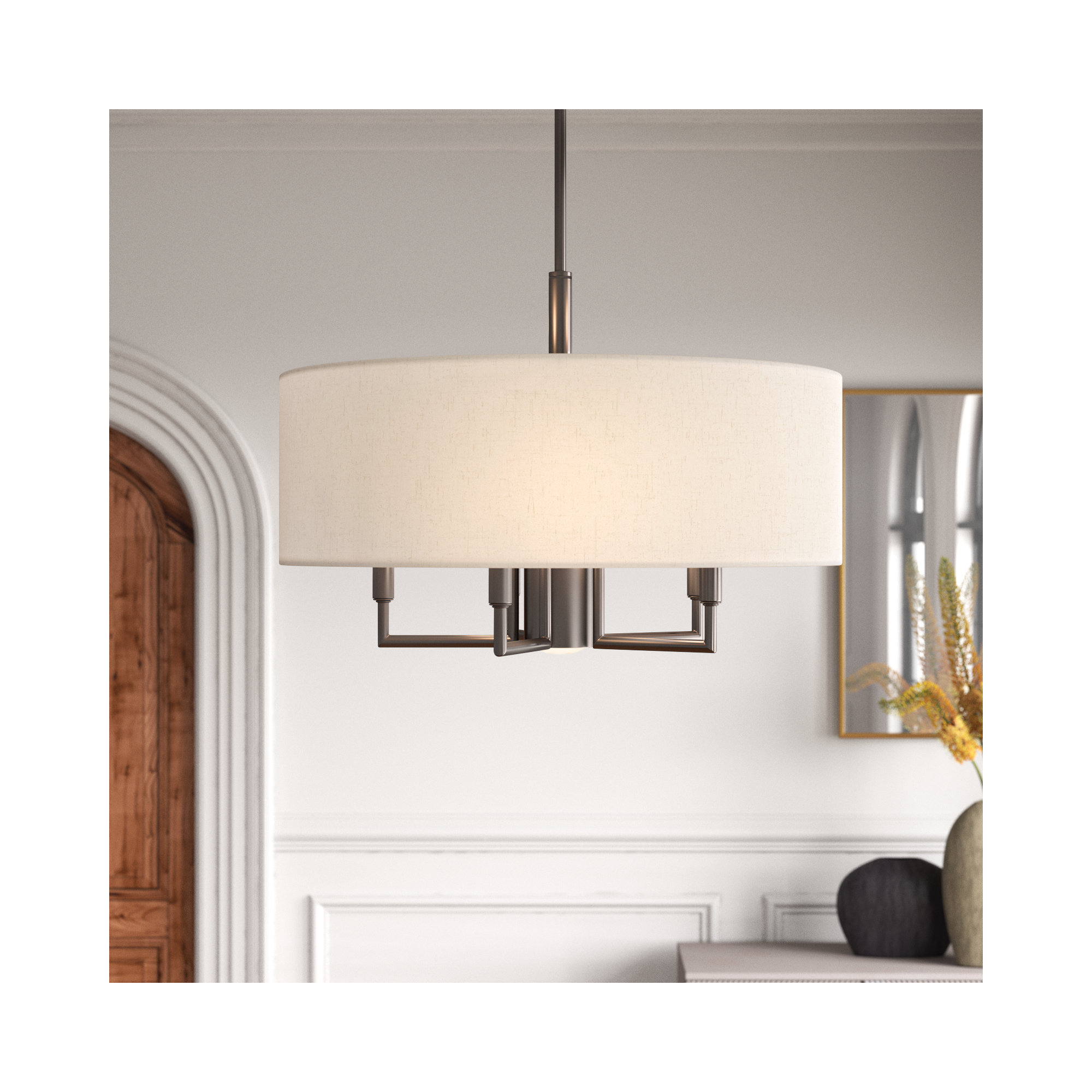 Flaire 6-Light Dimmable Steel Drum Chandelier, English Bronze