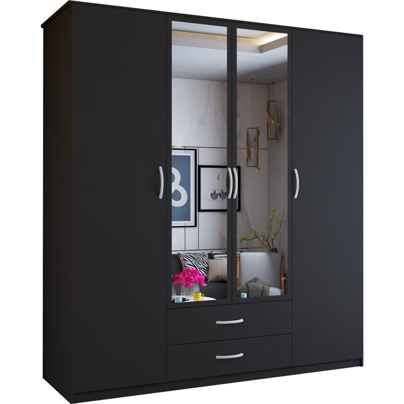 Manufactured Wood Wardrobe, Black