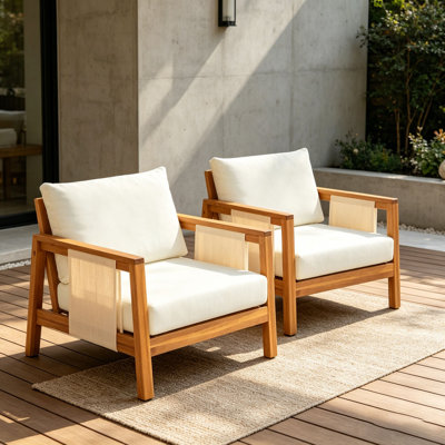 Outdoor Club Chair , Water-Repellent White Cushions