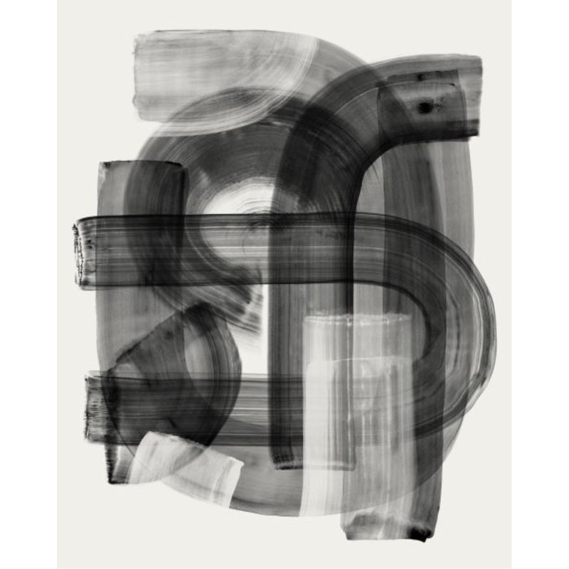 Stroke Layering in Black l par Guseul Park - Peinture, H 38 po x l 30 po x P 1,5 po, Couche de verre
