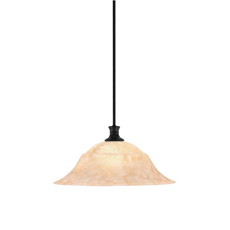 Luminaire suspendu sur pied avec verre en marbre italien de 20 po, Noir mat