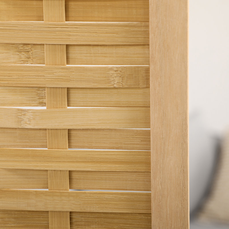 4 Panel Room Divider, Natural Wood