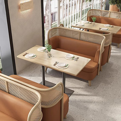 Modern Casual Restaurant Cafe Benches Faux Leather Upholstered Bench