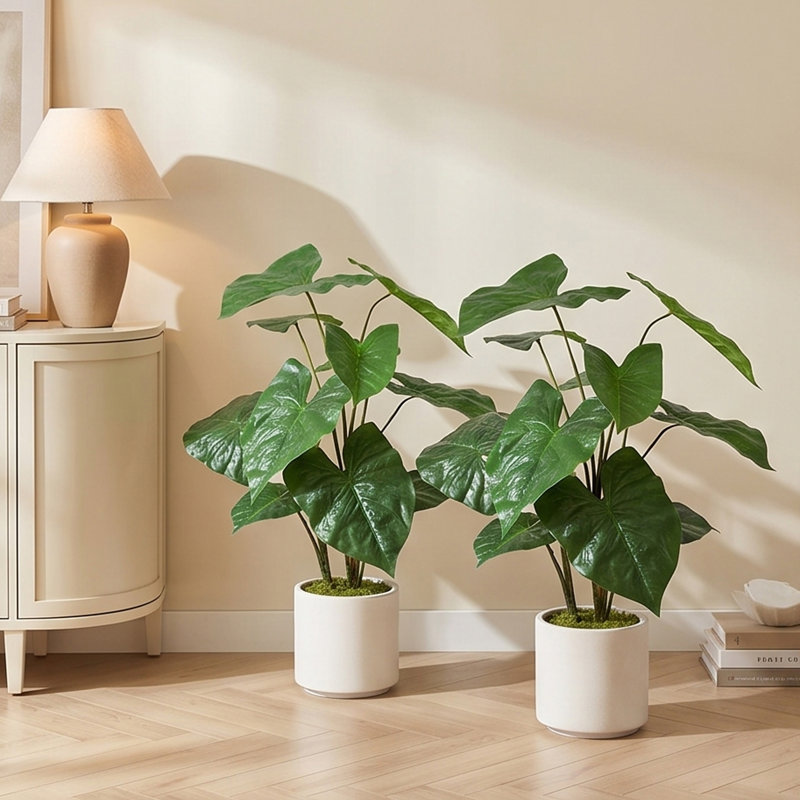Plantes tropicales artificielles en pot blanc, 30 pouces