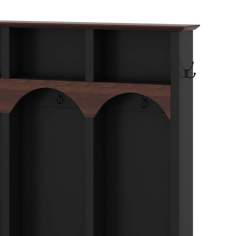 76.7"H Hall Tree with Open Storage, Black
