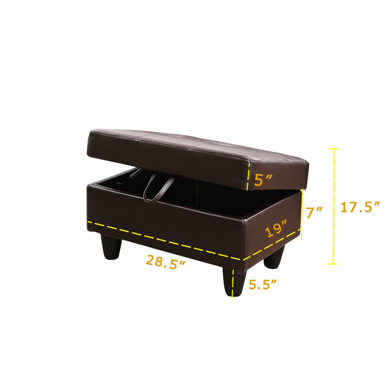 Faux Leather Upholstered Storage Bench, Brown